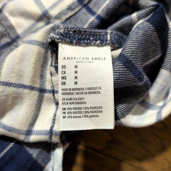 American Eagle Ahh-mazingly soft plaid shirt navy size medium - Picture 12 of 16